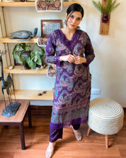 Rukhsana Purple Muslin Kurta Set - Param Iqbal
