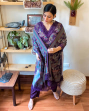 Rukhsana Purple Muslin Kurta Set - Param Iqbal