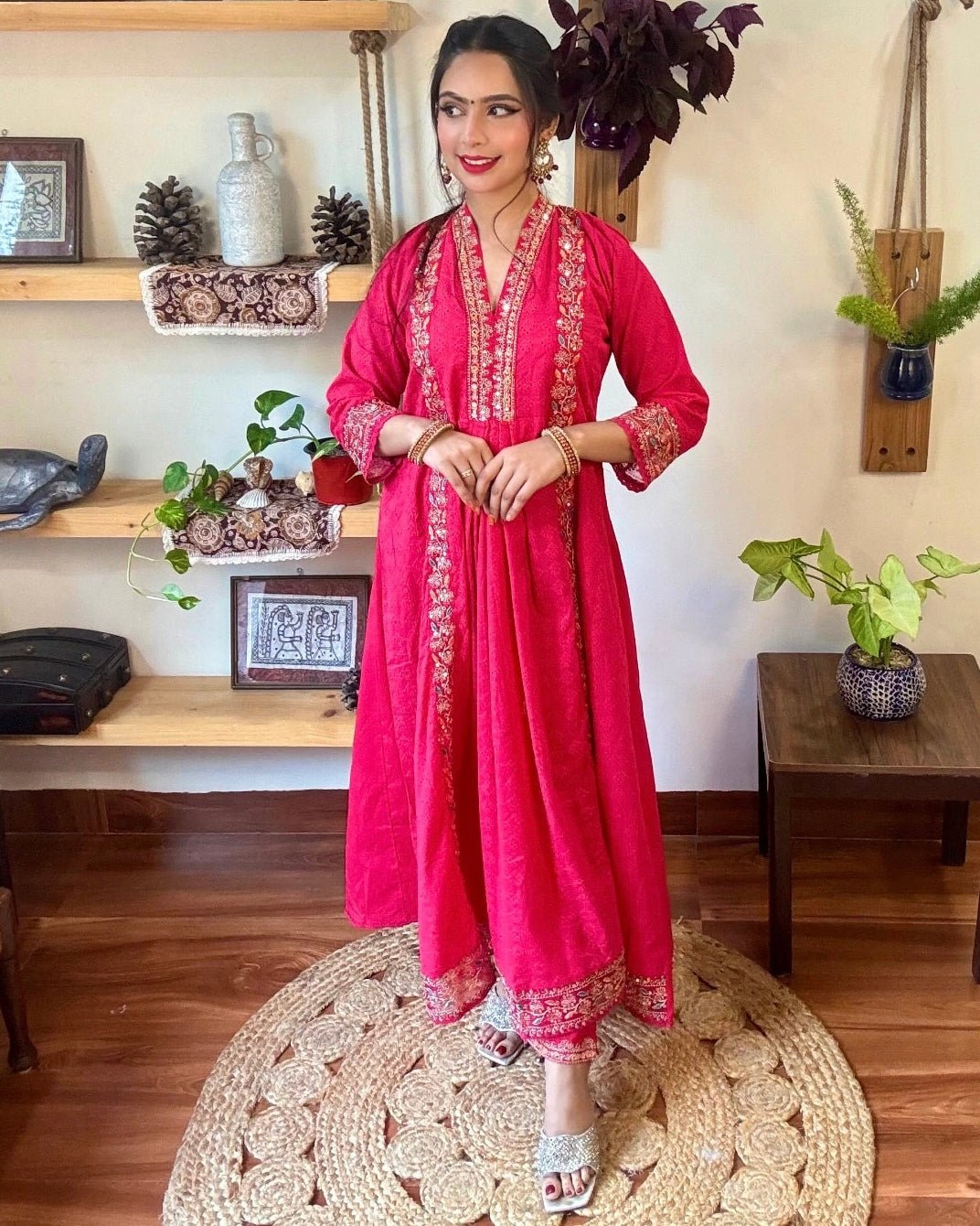 Rukhsar Ruby Pink Cotton Kurta Set - Param Iqbal