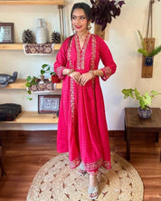 Rukhsar Ruby Pink Cotton Kurta Set - Param Iqbal