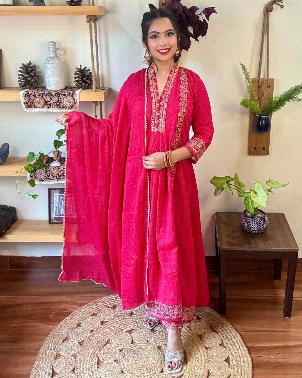Rukhsar Ruby Pink Cotton Kurta Set - Param Iqbal