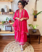 Rukhsar Ruby Pink Cotton Kurta Set - Param Iqbal