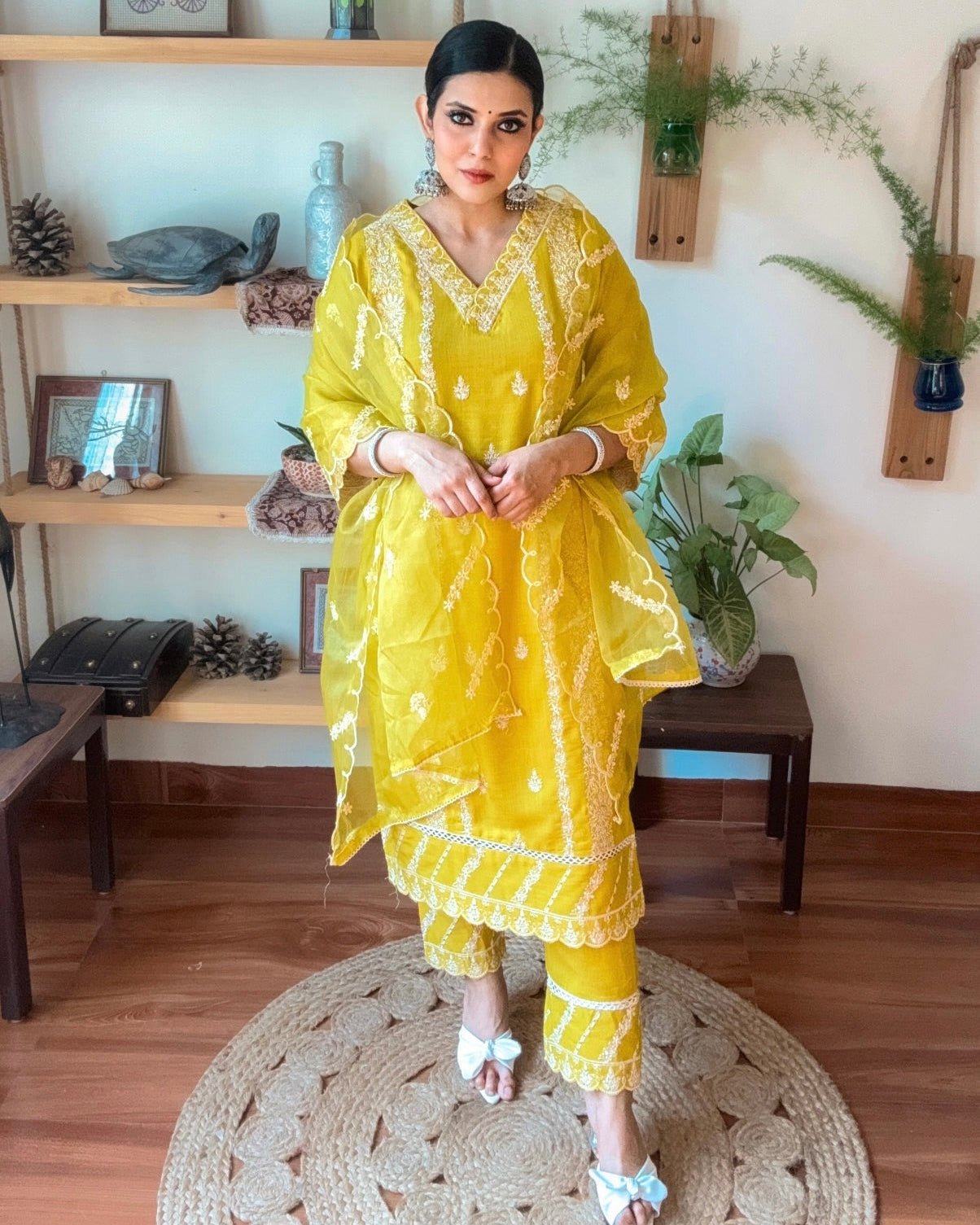 Saanvi Lime Green Cotton Kurta Set - Param Iqbal