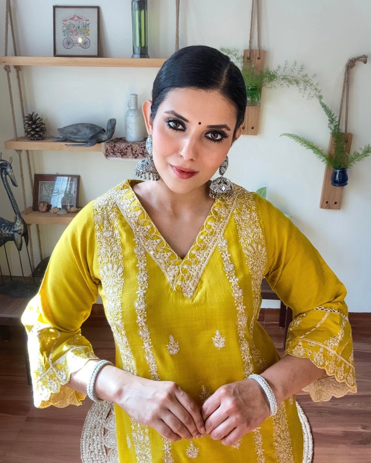 Saanvi Lime Green Cotton Kurta Set - Param Iqbal
