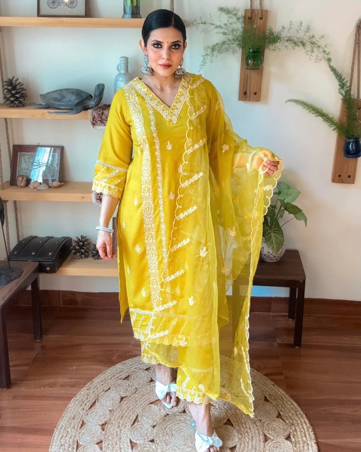 Saanvi Lime Green Cotton Kurta Set - Param Iqbal