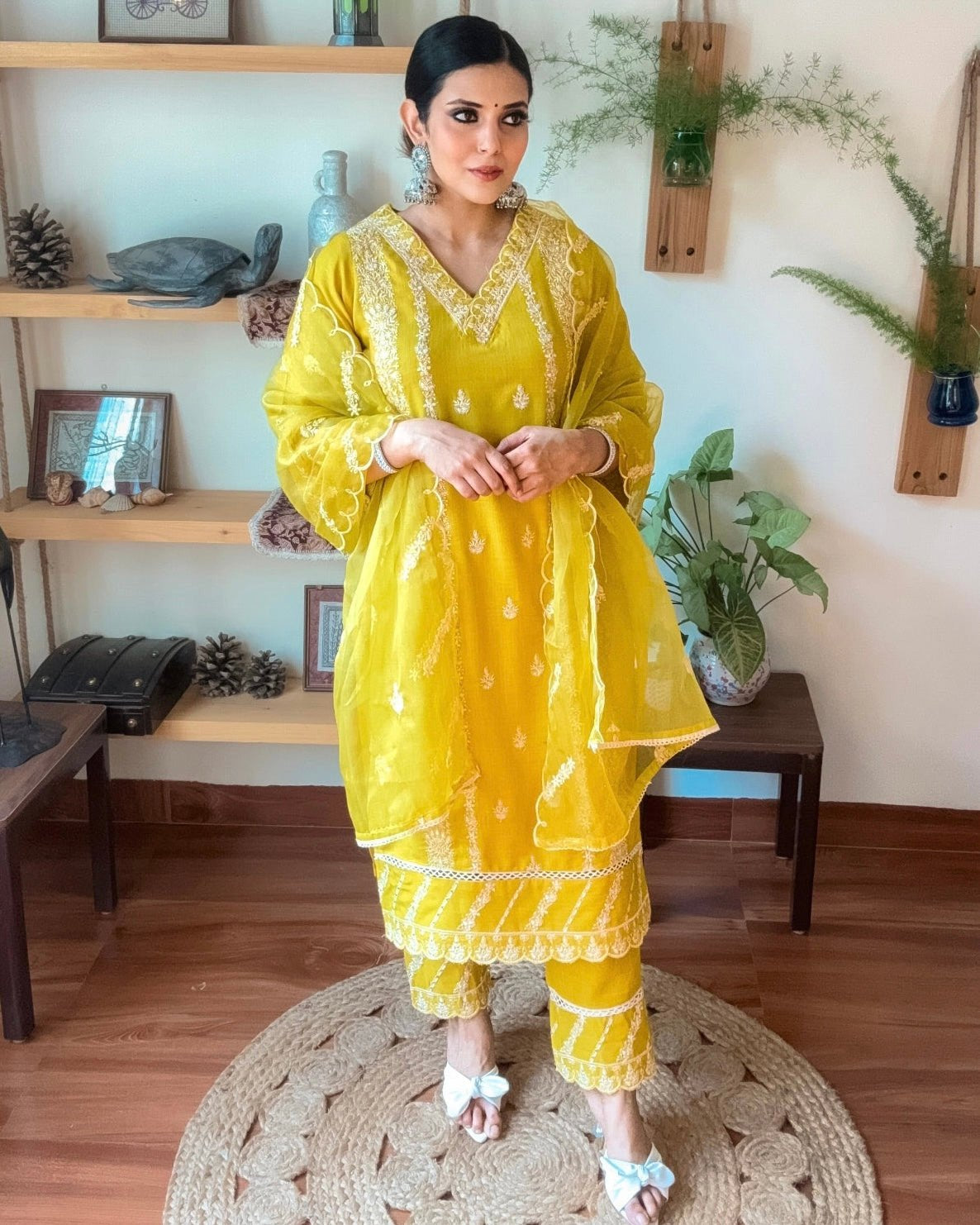 Saanvi Lime Green Cotton Kurta Set - Param Iqbal