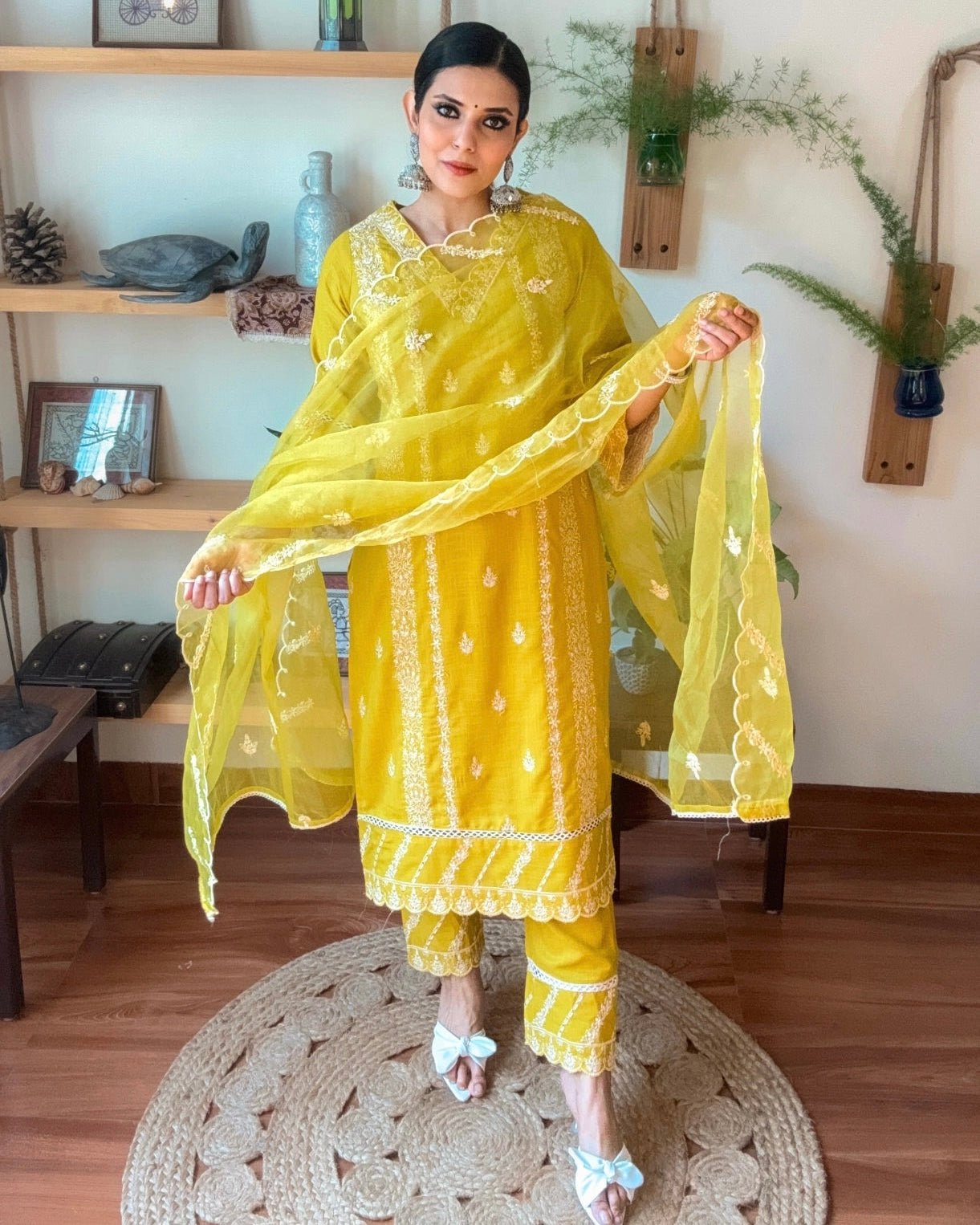 Saanvi Lime Green Cotton Kurta Set - Param Iqbal