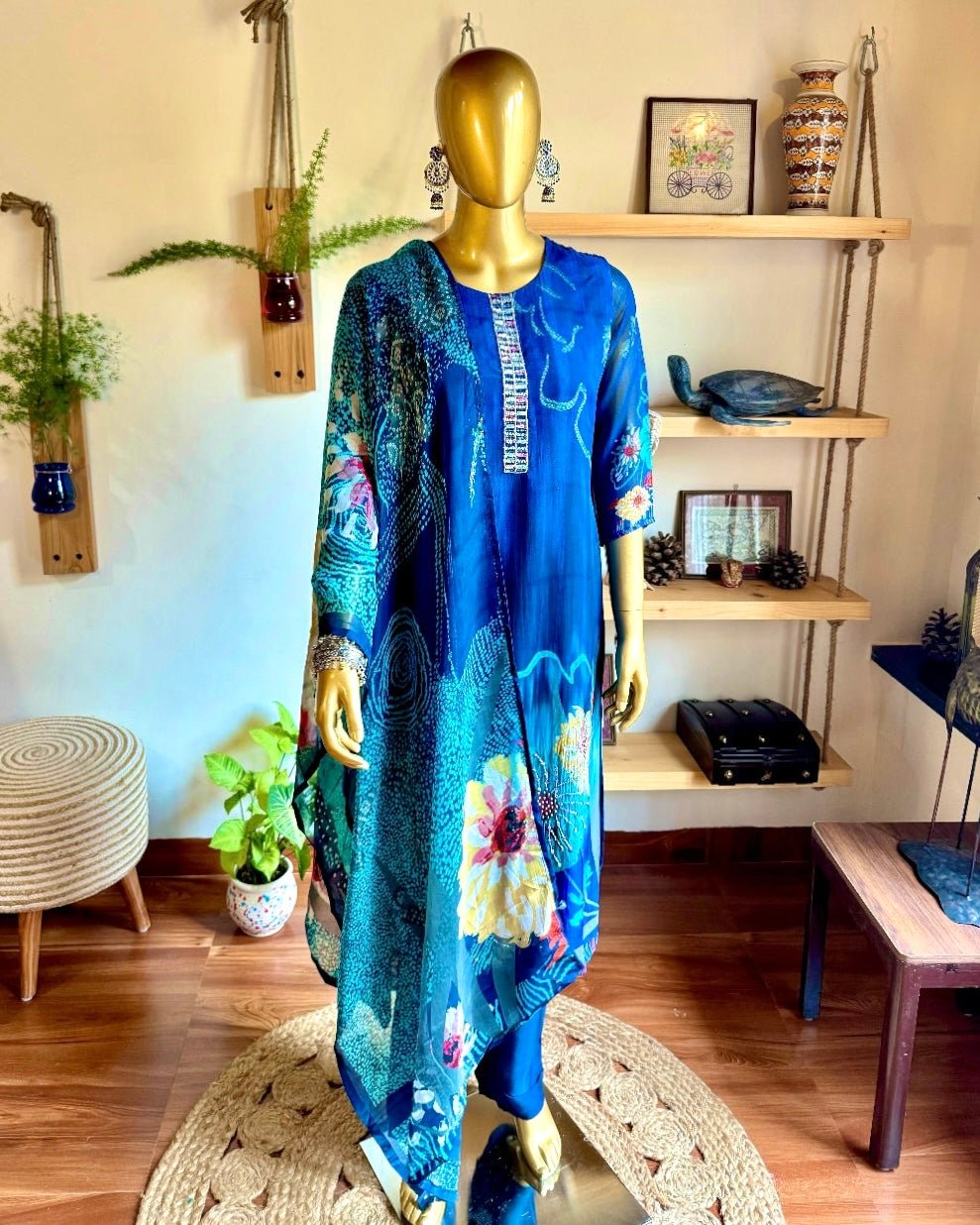 Sakina Blue Organza Kurta Set - Param Iqbal