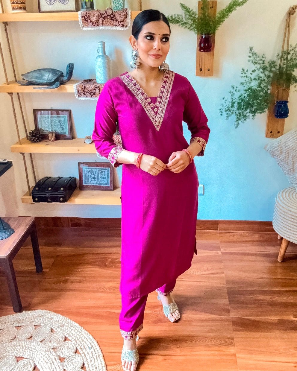 Samira Pink Dupion Silk Kurta Set - Param Iqbal