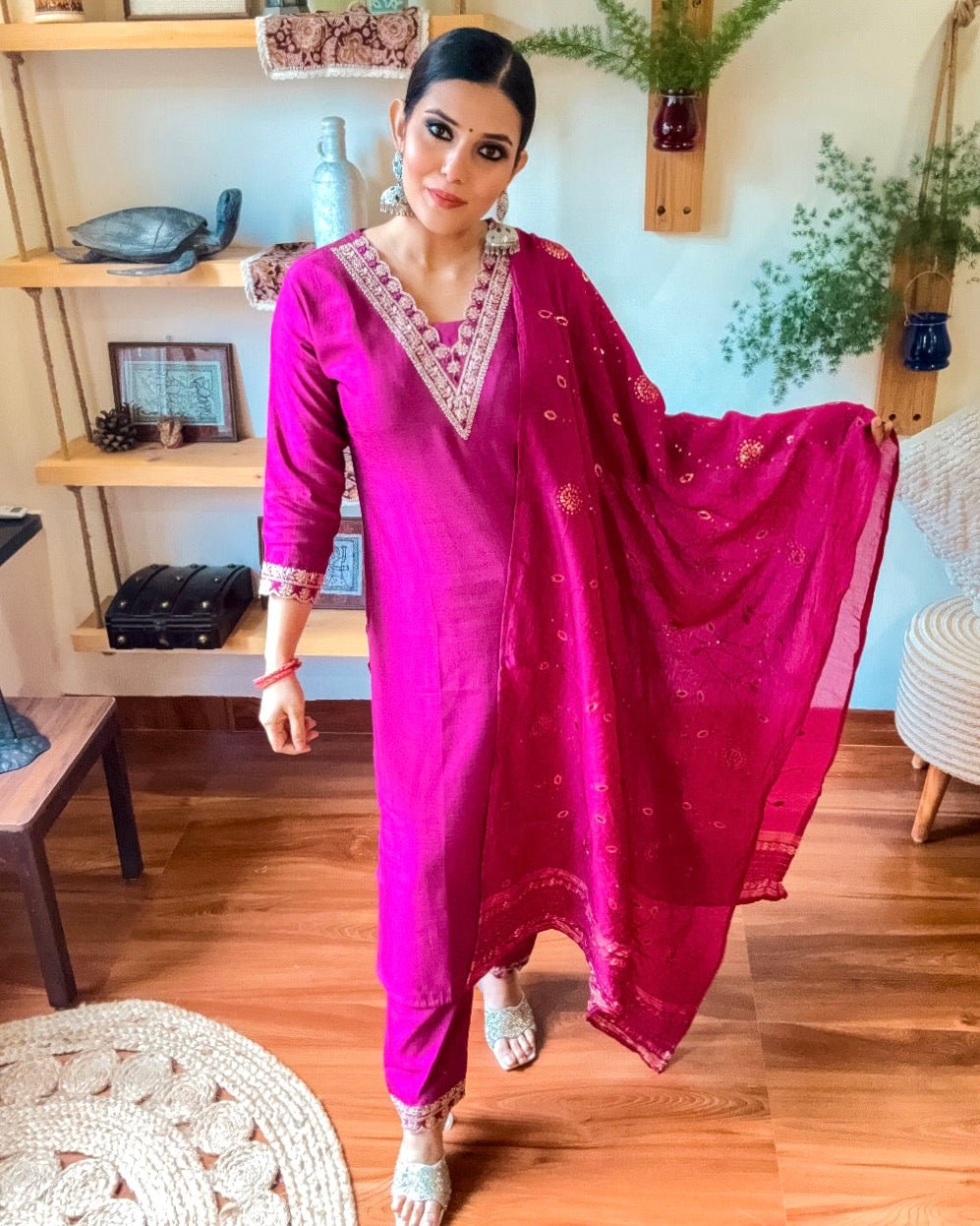 Samira Pink Dupion Silk Kurta Set - Param Iqbal
