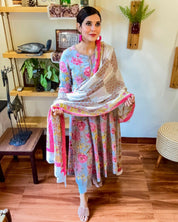 Sana Sky Blue Cotton Kurta Set - Param Iqbal