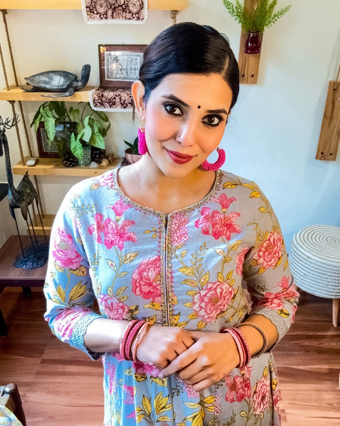 Sana Sky Blue Cotton Kurta Set - Param Iqbal