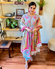 Sana Sky Blue Cotton Kurta Set - Param Iqbal