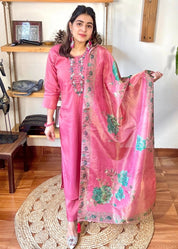 Shanaya Pink Shimmer Silk Kurta Set - Param Iqbal