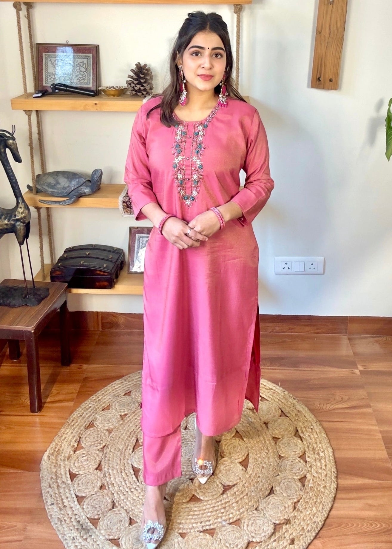 Shanaya Pink Shimmer Silk Kurta Set - Param Iqbal