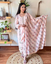 Shazia Peach Cotton Kurta Set - Param Iqbal