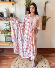 Shazia Peach Cotton Kurta Set - Param Iqbal