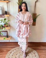 Shazia Peach Cotton Kurta Set - Param Iqbal