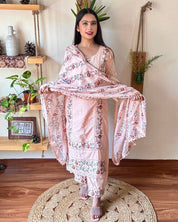 Shazia Peach Cotton Kurta Set - Param Iqbal