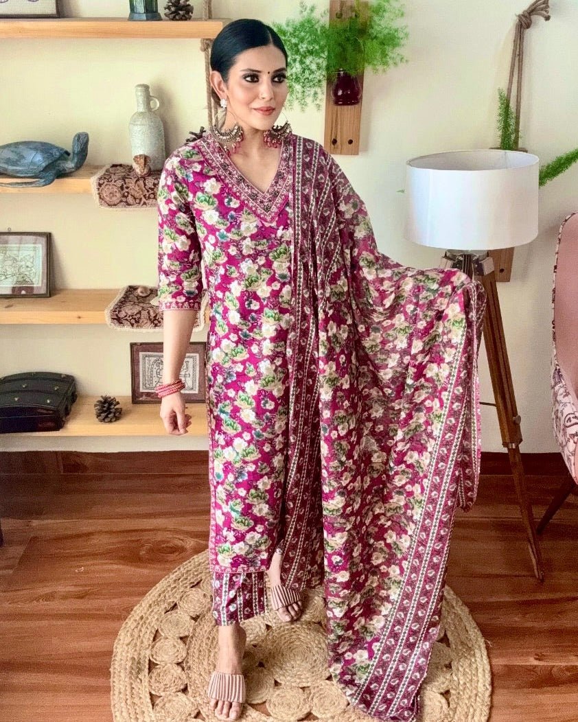 Shireen Pink Cotton Kurta Set - Param Iqbal