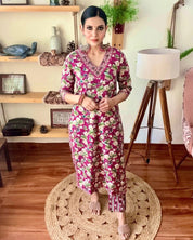 Shireen Pink Cotton Kurta Set - Param Iqbal