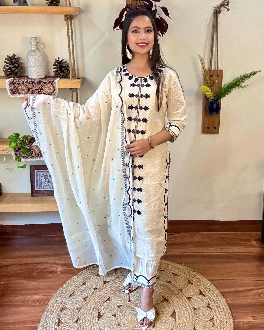 Sidra White Cotton Kurta Set - Param Iqbal