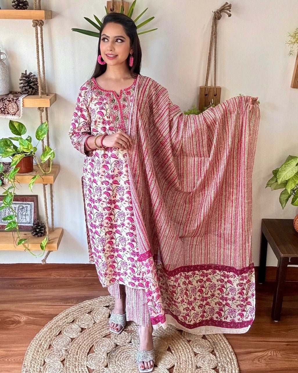 Sumaira Beige Cotton Kurta Set - Param Iqbal