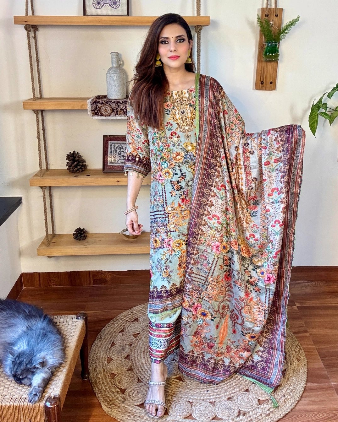 Umaiza Sea Green Crepe Kurta Set - Param Iqbal