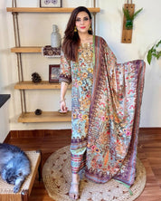 Umaiza Sea Green Crepe Kurta Set - Param Iqbal