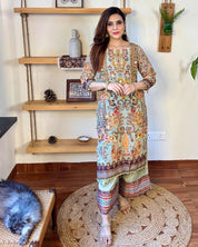 Umaiza Sea Green Crepe Kurta Set - Param Iqbal