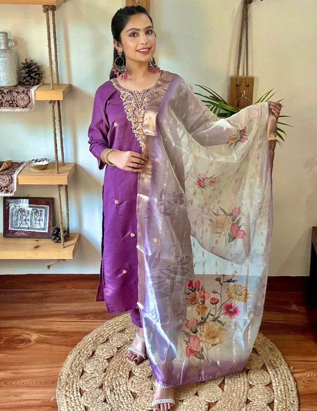 Vaani Lavender Silk Kurta Set - Param Iqbal
