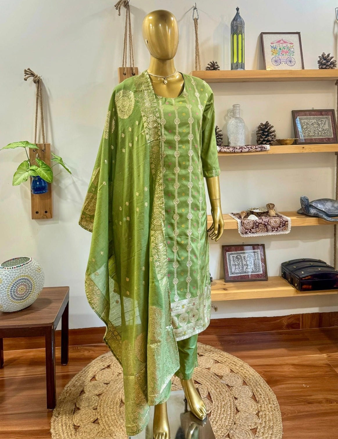 Vamika Green Silk Kurta Set - Param Iqbal