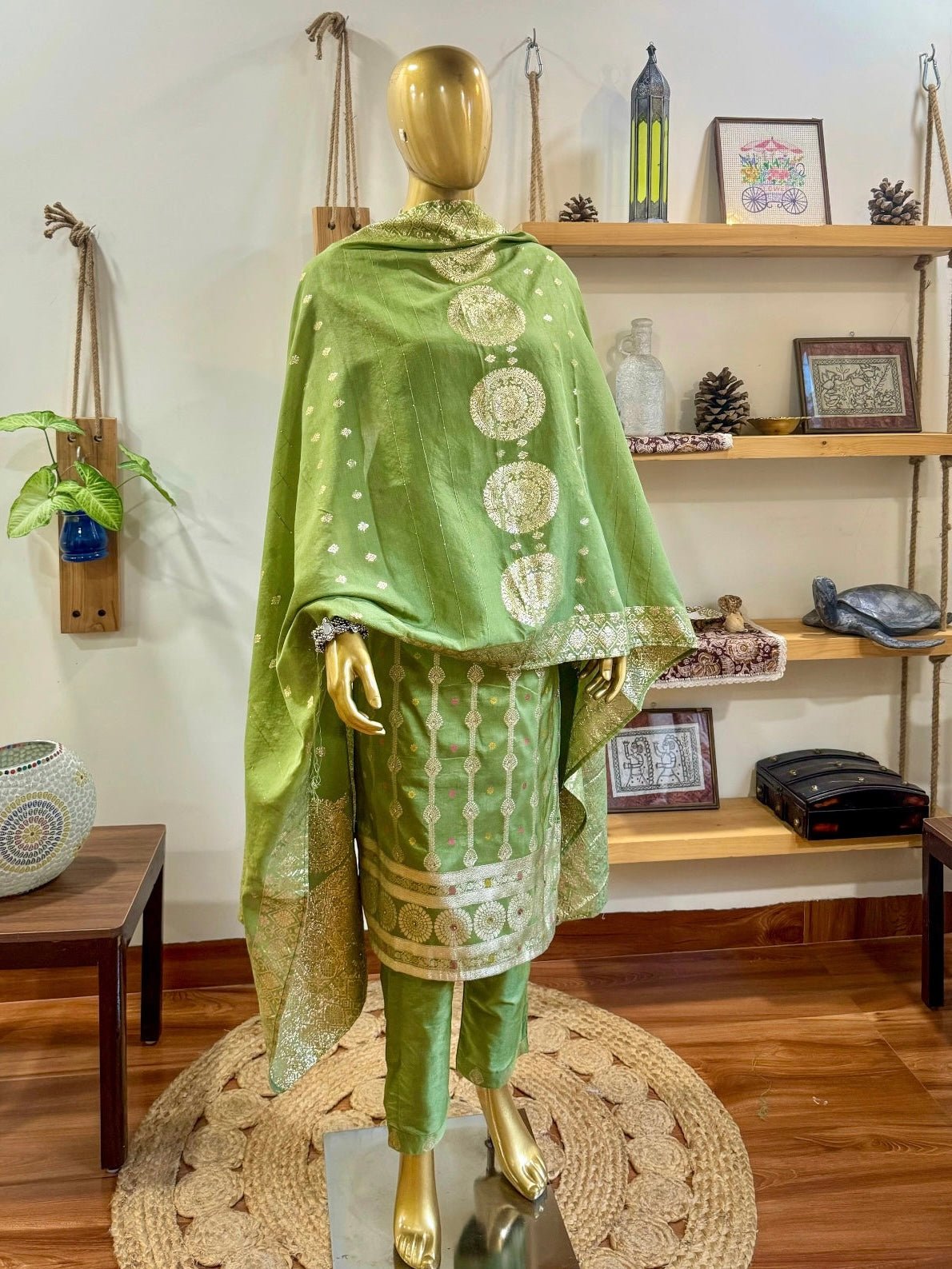 Vamika Green Silk Kurta Set - Param Iqbal
