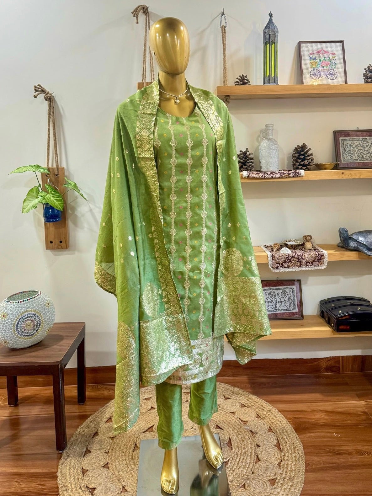 Vamika Green Silk Kurta Set - Param Iqbal