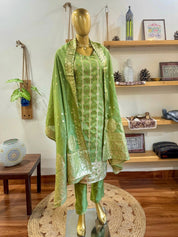 Vamika Green Silk Kurta Set - Param Iqbal