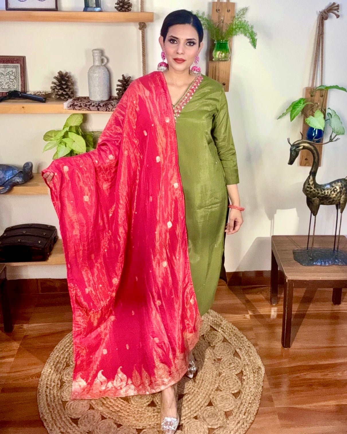 Vedika Green Silk Kurta Set - Param Iqbal