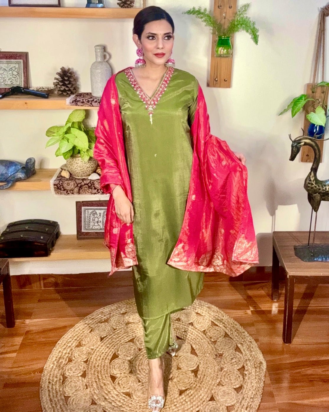 Vedika Green Silk Kurta Set - Param Iqbal