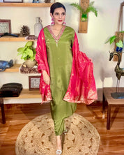 Vedika Green Silk Kurta Set - Param Iqbal