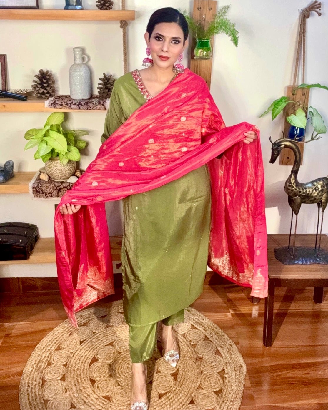 Vedika Green Silk Kurta Set - Param Iqbal