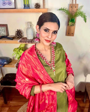 Vedika Green Silk Kurta Set - Param Iqbal