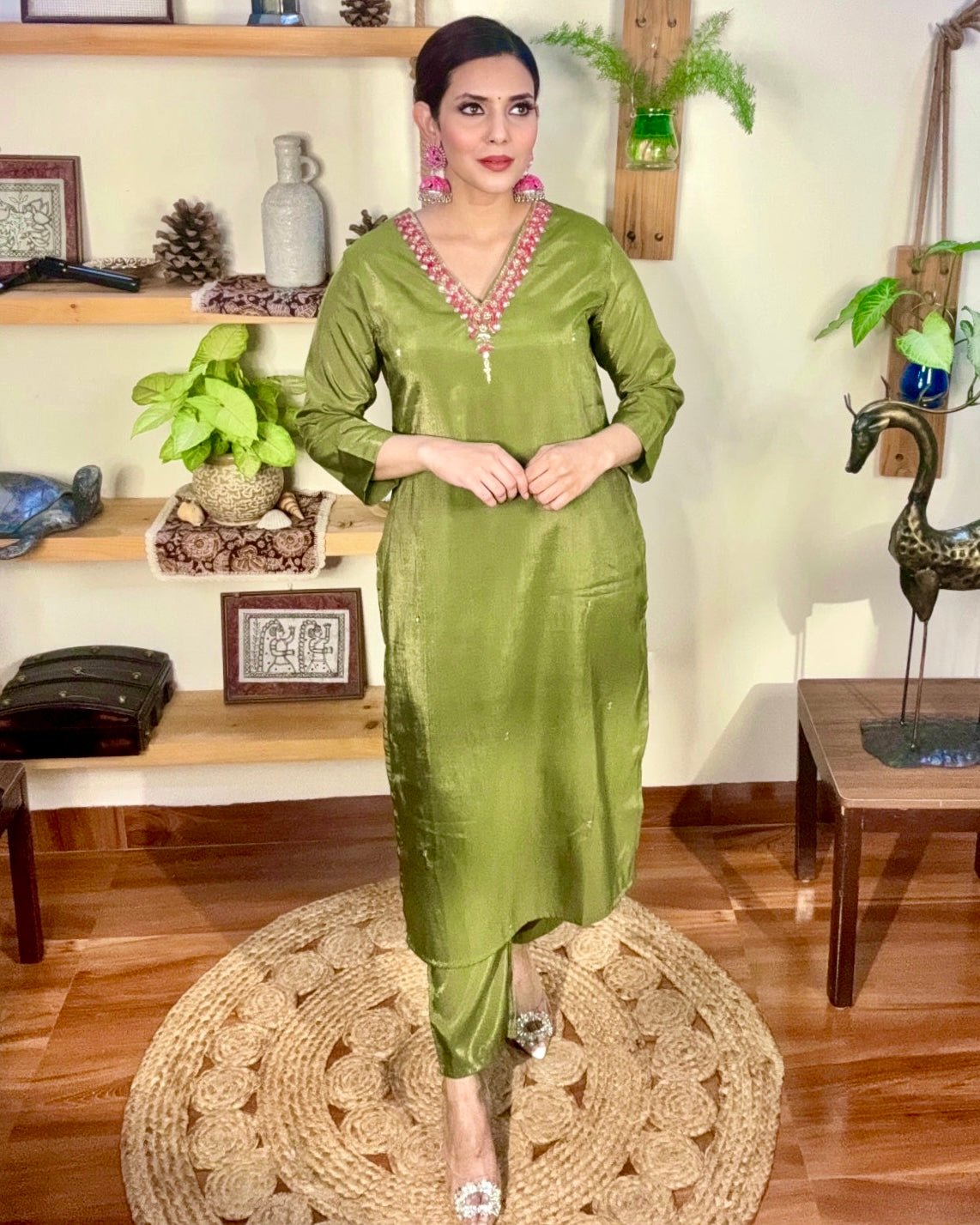 Vedika Green Silk Kurta Set - Param Iqbal