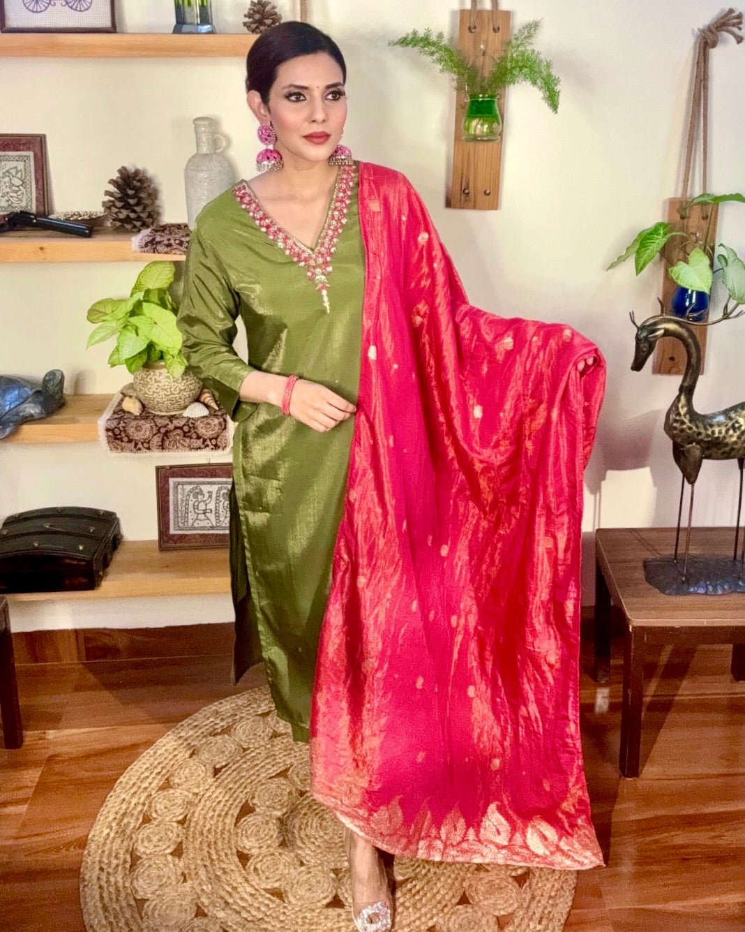 Vedika Green Silk Kurta Set - Param Iqbal