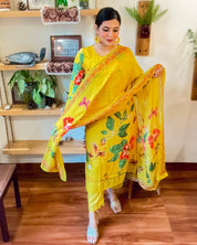 Yasmin Yellow Muslin Kurta Set - Param Iqbal