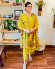 Yasmin Yellow Muslin Kurta Set - Param Iqbal