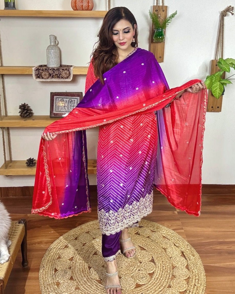 Zehra Ombre Red Muslin Kurta Set - Param Iqbal