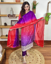 Zehra Ombre Red Muslin Kurta Set - Param Iqbal