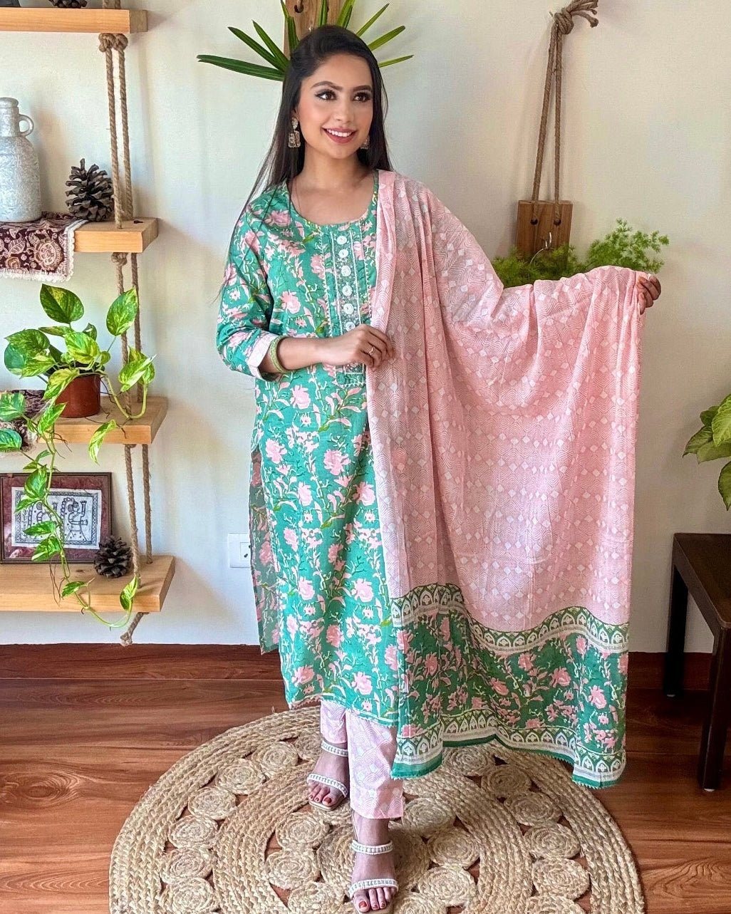 Zivah Green Cotton Kurta Set - Param Iqbal