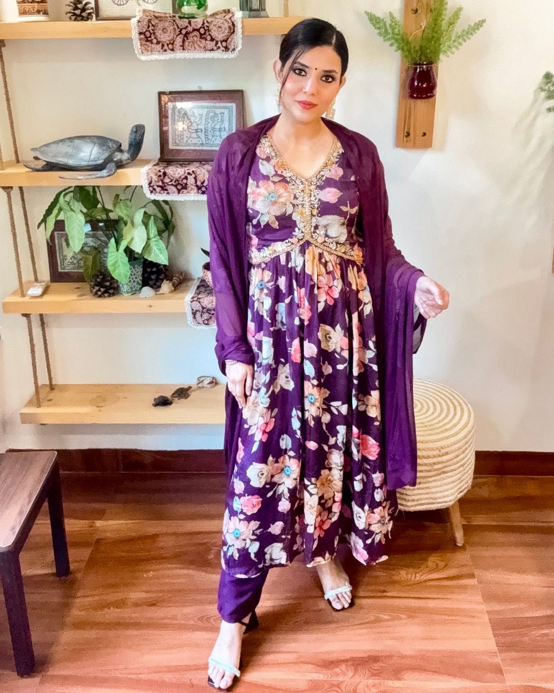 Zohra Purple Chinnon Kurta Set - Param Iqbal