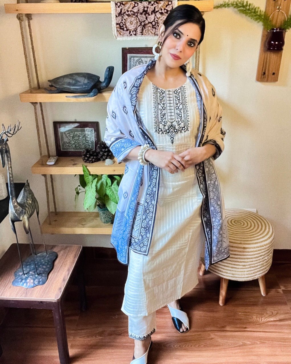 Zoya White Cotton Kurta Set - Param Iqbal