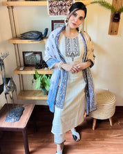 Zoya White Cotton Kurta Set - Param Iqbal